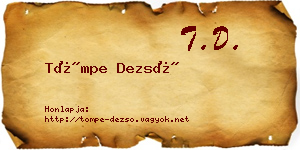 Tömpe Dezső névjegykártya